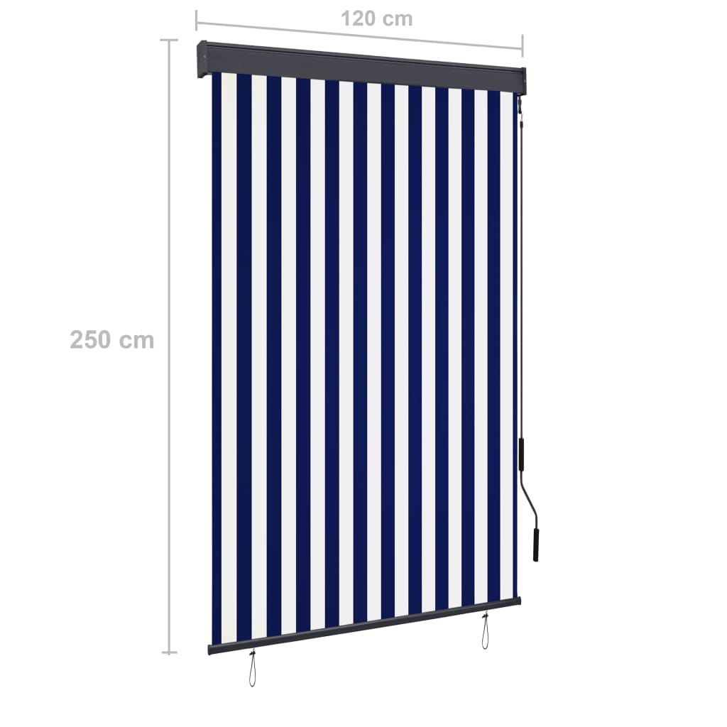 Ulkorullaverho 120x250 cm sininen ja valkoinen - Sisustajankoti.fi