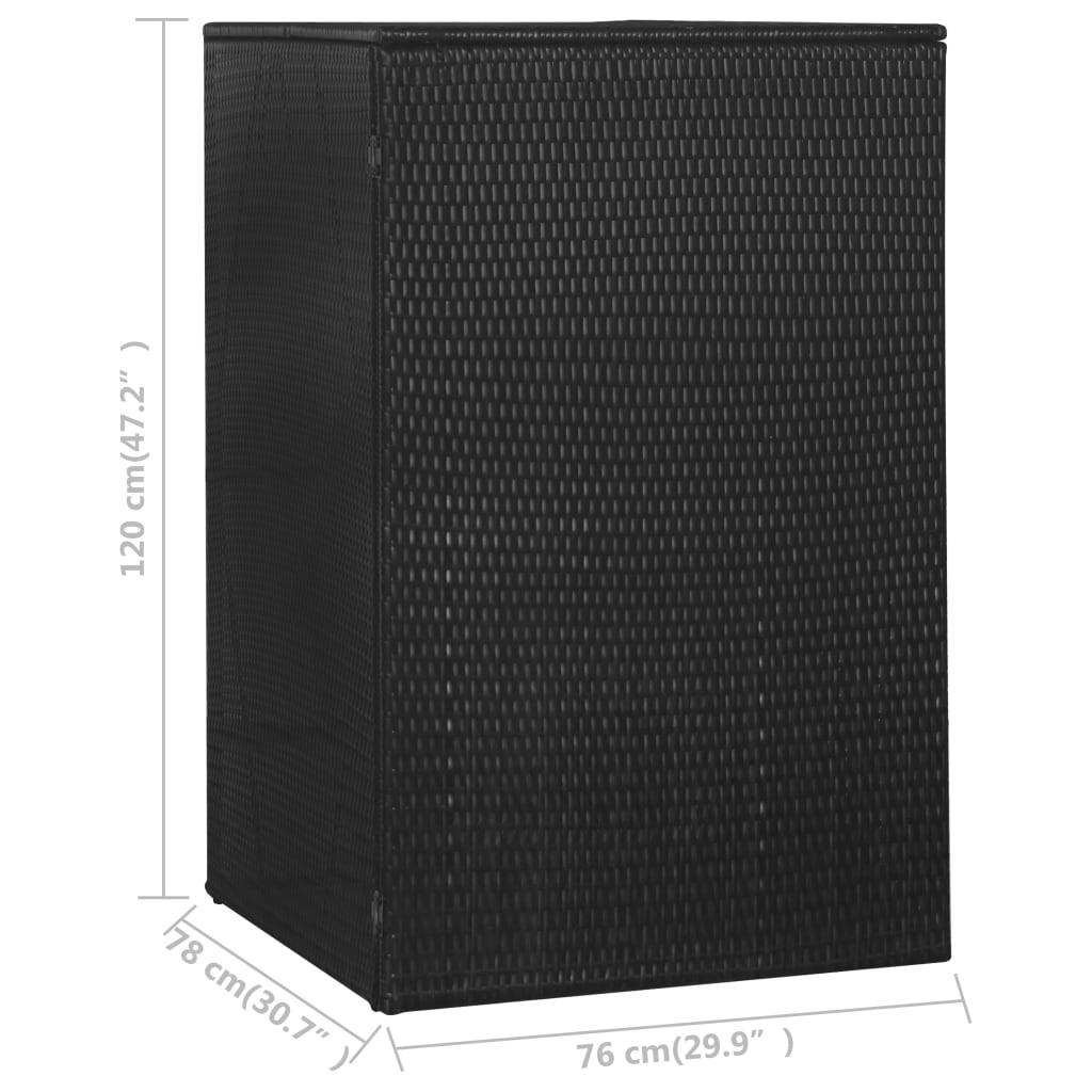 Yhden roska-astian vaja musta 76x78x120 cm polyrottinki - Sisustajankoti.fi
