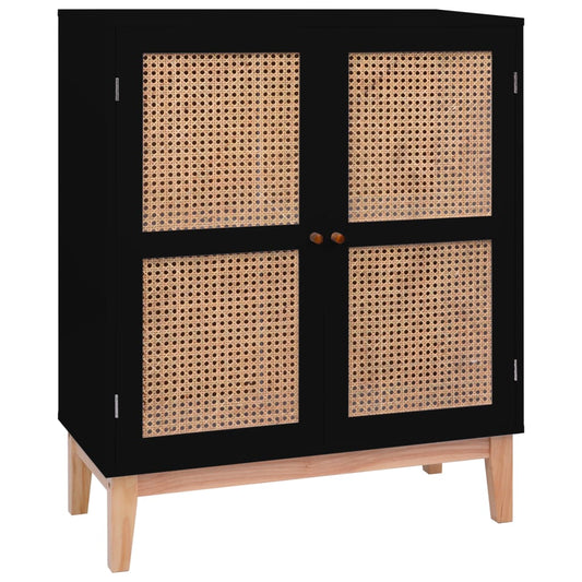 Senkki musta 80x35x100 cm MDF ja rottinki - Sisustajankoti.fi