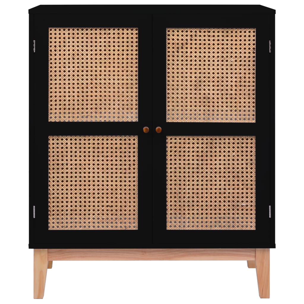 Senkki musta 80x35x100 cm MDF ja rottinki - Sisustajankoti.fi