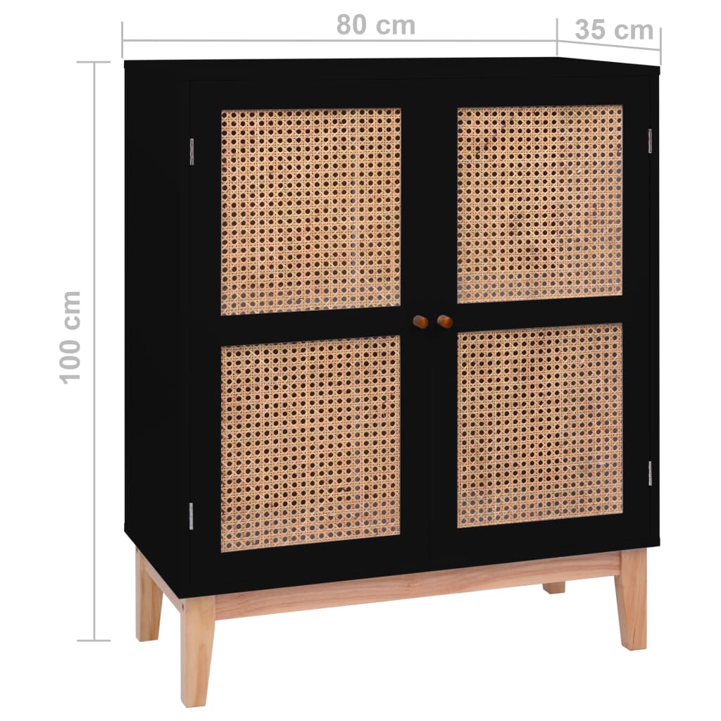 Senkki musta 80x35x100 cm MDF ja rottinki - Sisustajankoti.fi