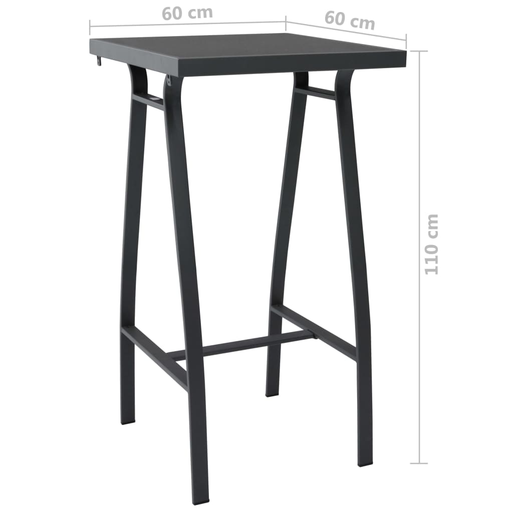 Puutarhan baaripöytä musta 60x60x110 cm karkaistu lasi - Sisustajankoti.fi