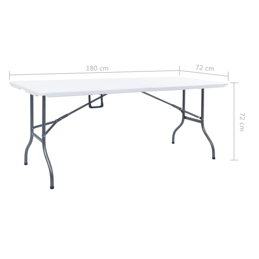 Kokoontaittuva puutarhapöytä valkoinen 180x72x72 cm HDPE - Sisustajankoti.fi