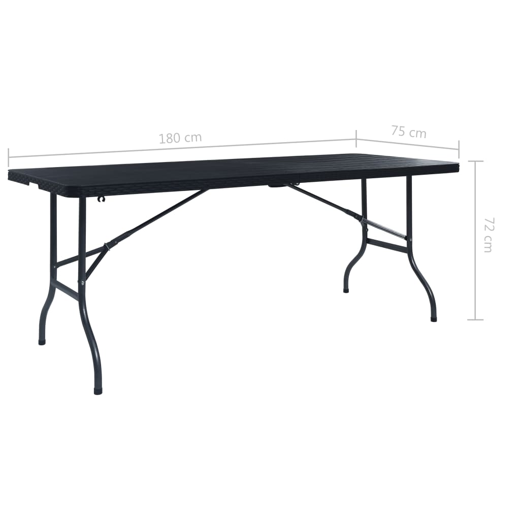 Kokoontaittuva puutarhapöytä musta 180x75x72 cm HDPE - Sisustajankoti.fi