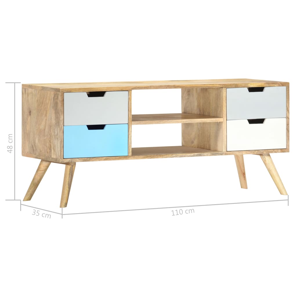 TV-taso 110x35x48 cm täysi mangopuu - Sisustajankoti.fi