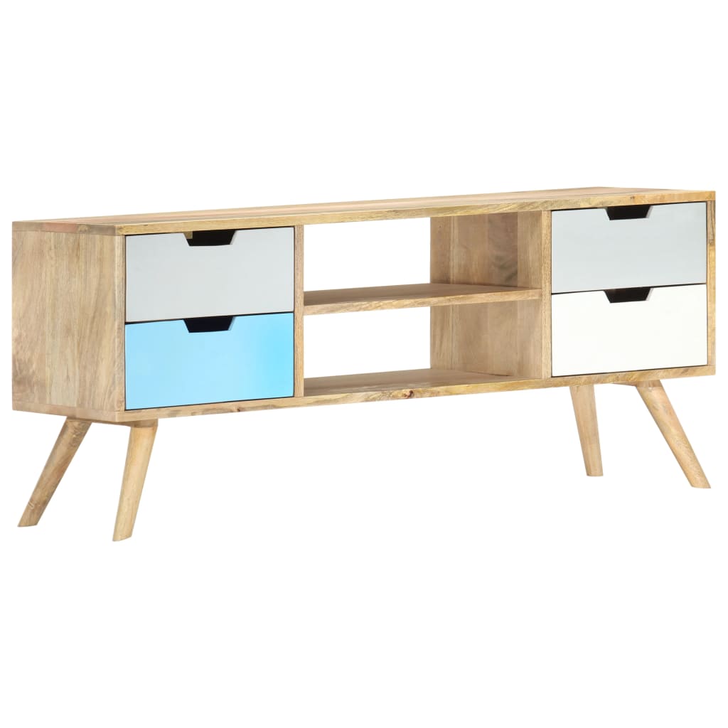 TV-taso 110x35x48 cm täysi mangopuu - Sisustajankoti.fi