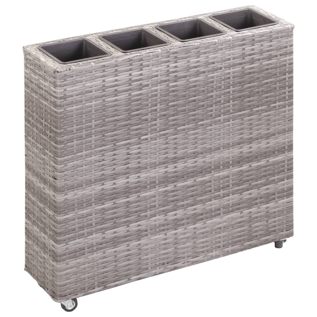 Korotettu kukkalaatikko 4xruukku 80x22x79 cm polyrottinki harm. - Sisustajankoti.fi
