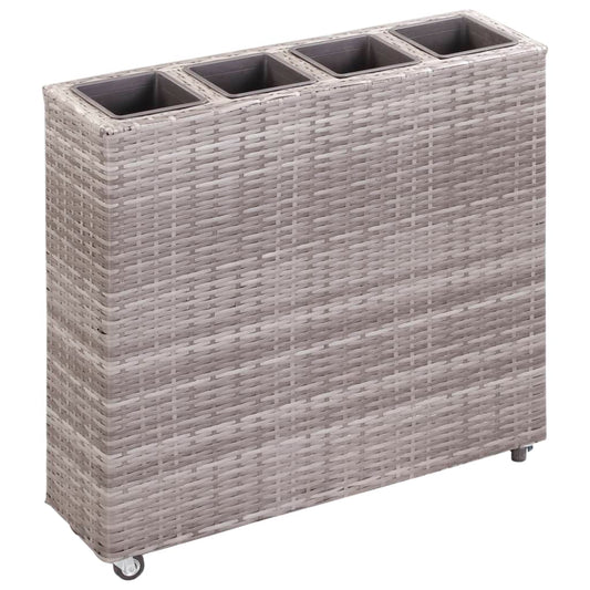 Korotettu kukkalaatikko 4xruukku 80x22x79 cm polyrottinki harm. - Sisustajankoti.fi