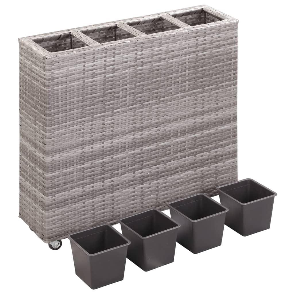 Korotettu kukkalaatikko 4xruukku 80x22x79 cm polyrottinki harm. - Sisustajankoti.fi