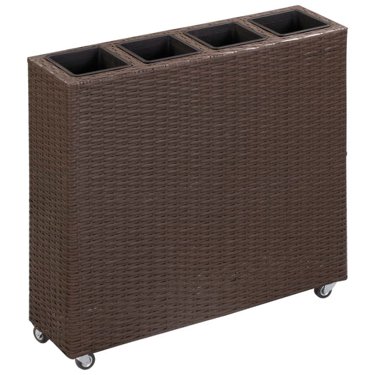 Korotettu kukkalaatikko 4xruukku 80x22x79 cm polyrottinki rusk. - Sisustajankoti.fi