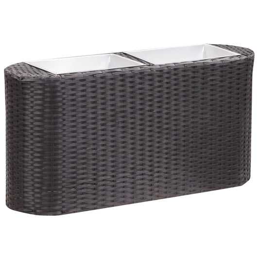 Korotettu kukkalaatikko 80x25x40 cm polyrottinki musta - Sisustajankoti.fi