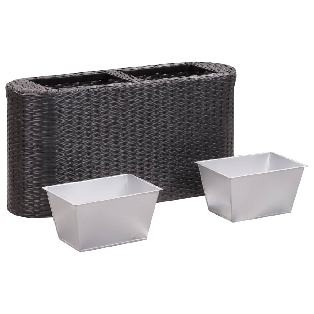 Korotettu kukkalaatikko 80x25x40 cm polyrottinki musta - Sisustajankoti.fi