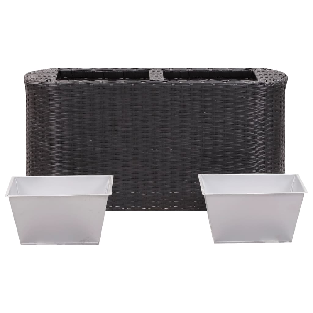 Korotettu kukkalaatikko 80x25x40 cm polyrottinki musta - Sisustajankoti.fi