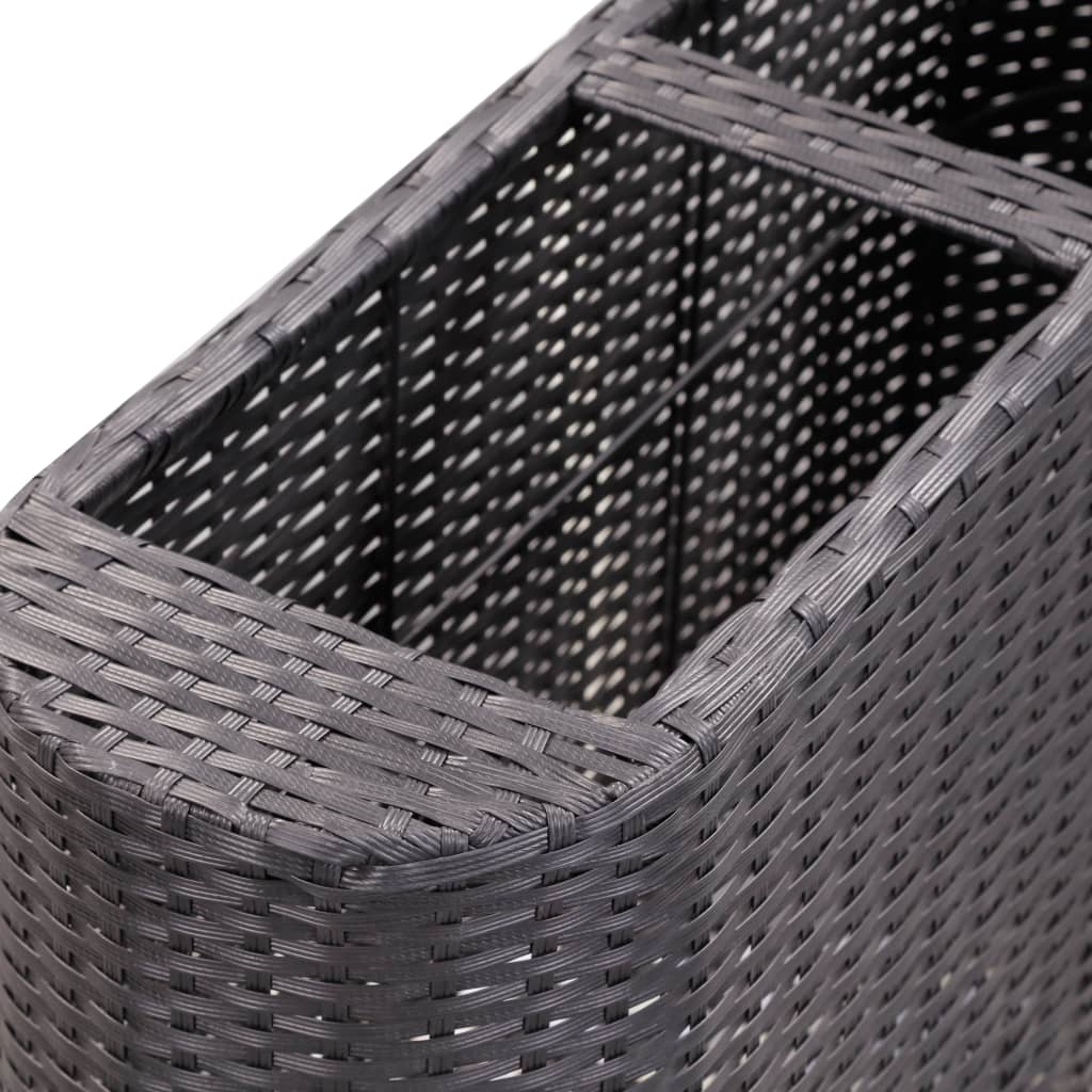 Korotettu kukkalaatikko 80x25x40 cm polyrottinki musta - Sisustajankoti.fi