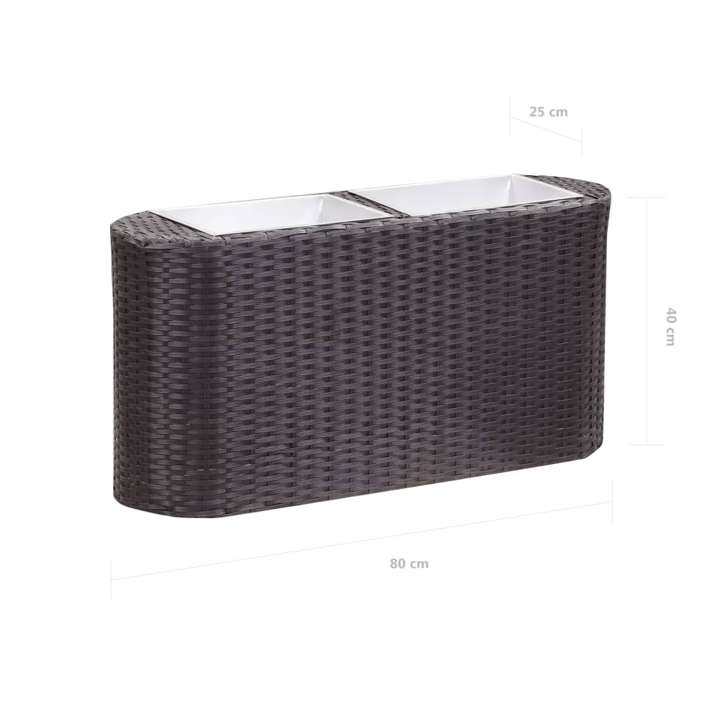 Korotettu kukkalaatikko 80x25x40 cm polyrottinki musta - Sisustajankoti.fi