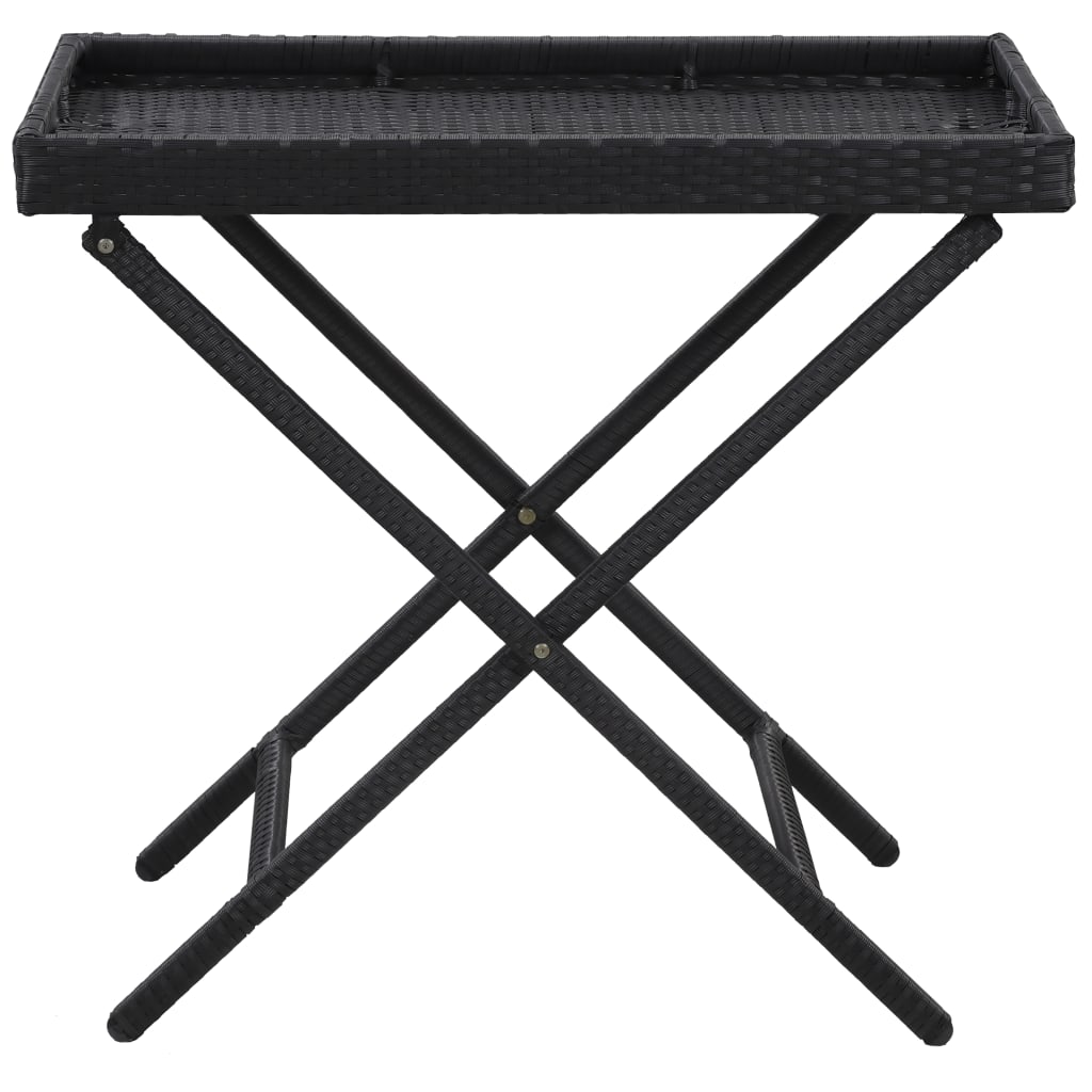 Kokoontaittuva pöytä musta 80x45x75 cm polyrottinki - Sisustajankoti.fi