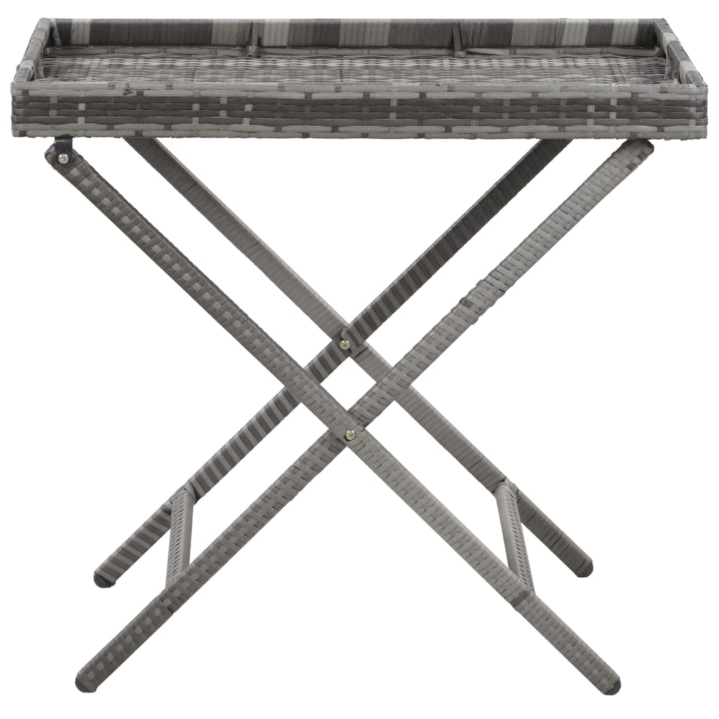 Kokoontaittuva pöytä harmaa 80x45x75 cm polyrottinki - Sisustajankoti.fi