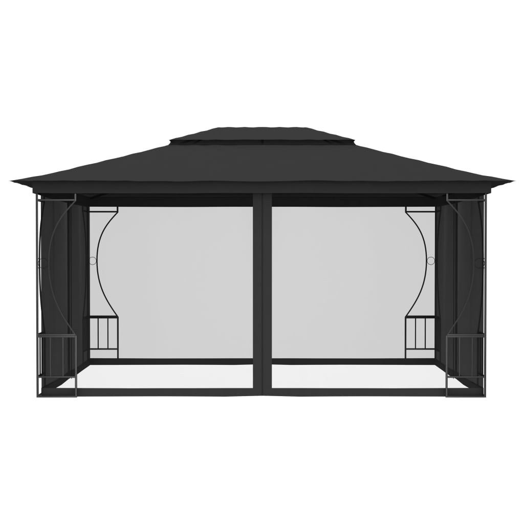 Huvimaja verhoilla 300x400x265 cm antrasiitti - Sisustajankoti.fi