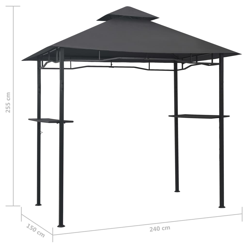 BBQ-huvimaja 240x150x255 cm antrasiitti teräs - Sisustajankoti.fi