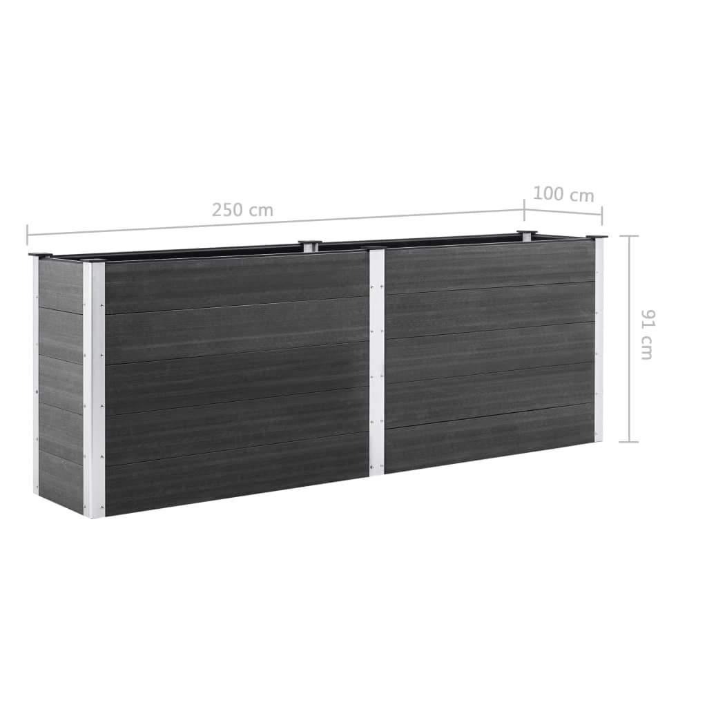 Puutarhan korotettu kukkalaatikko 250x100x91 cm WPC harmaa - Sisustajankoti.fi