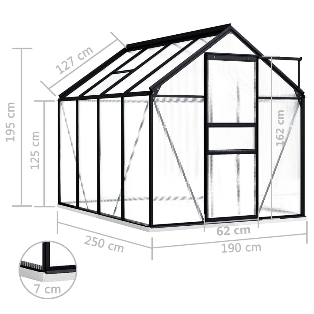 Kasvihuone alumiinirungolla antrasiitti 4,75 m³ - Sisustajankoti.fi