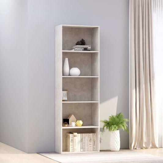 5-tasoinen kirjahylly betoninharmaa 60x30x189 cm - Sisustajankoti.fi