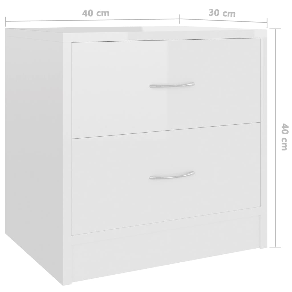 Yöpöydät 2 kpl korkeakiilto valkoinen 40x30x40 cm - Sisustajankoti.fi