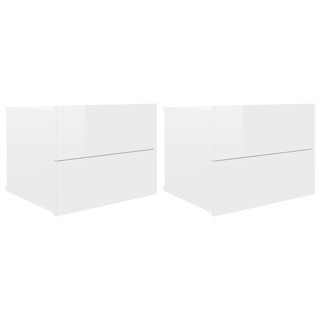 Yöpöydät 2 kpl korkeakiilto valkoinen 40x30x30 cm - Sisustajankoti.fi