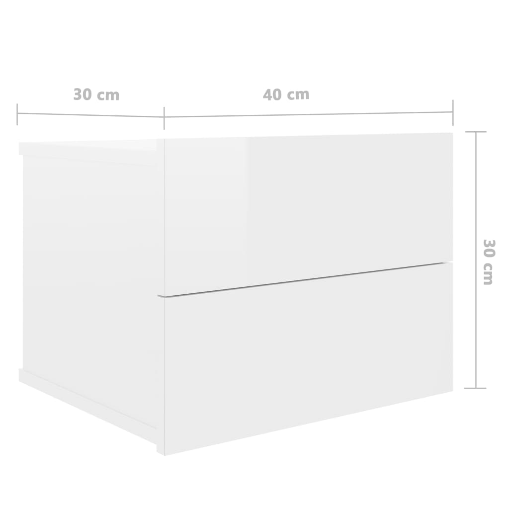Yöpöydät 2 kpl korkeakiilto valkoinen 40x30x30 cm - Sisustajankoti.fi