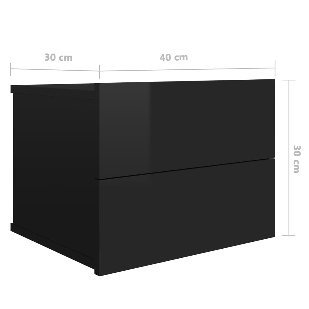 Yöpöydät 2kpl korkeakiilto musta 40x30x30 cm - Sisustajankoti.fi