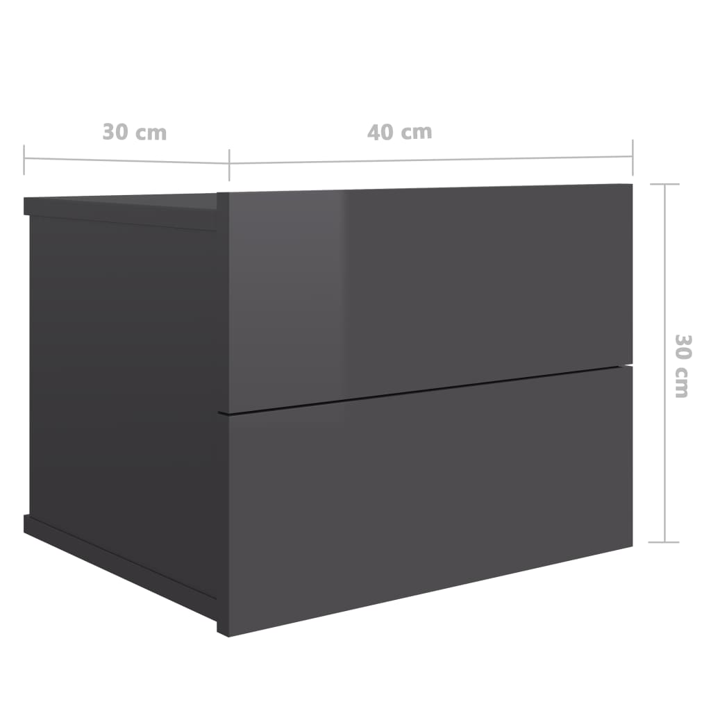 Yöpöytä korkeakiilto harmaa 40x30x30 cm - Sisustajankoti.fi