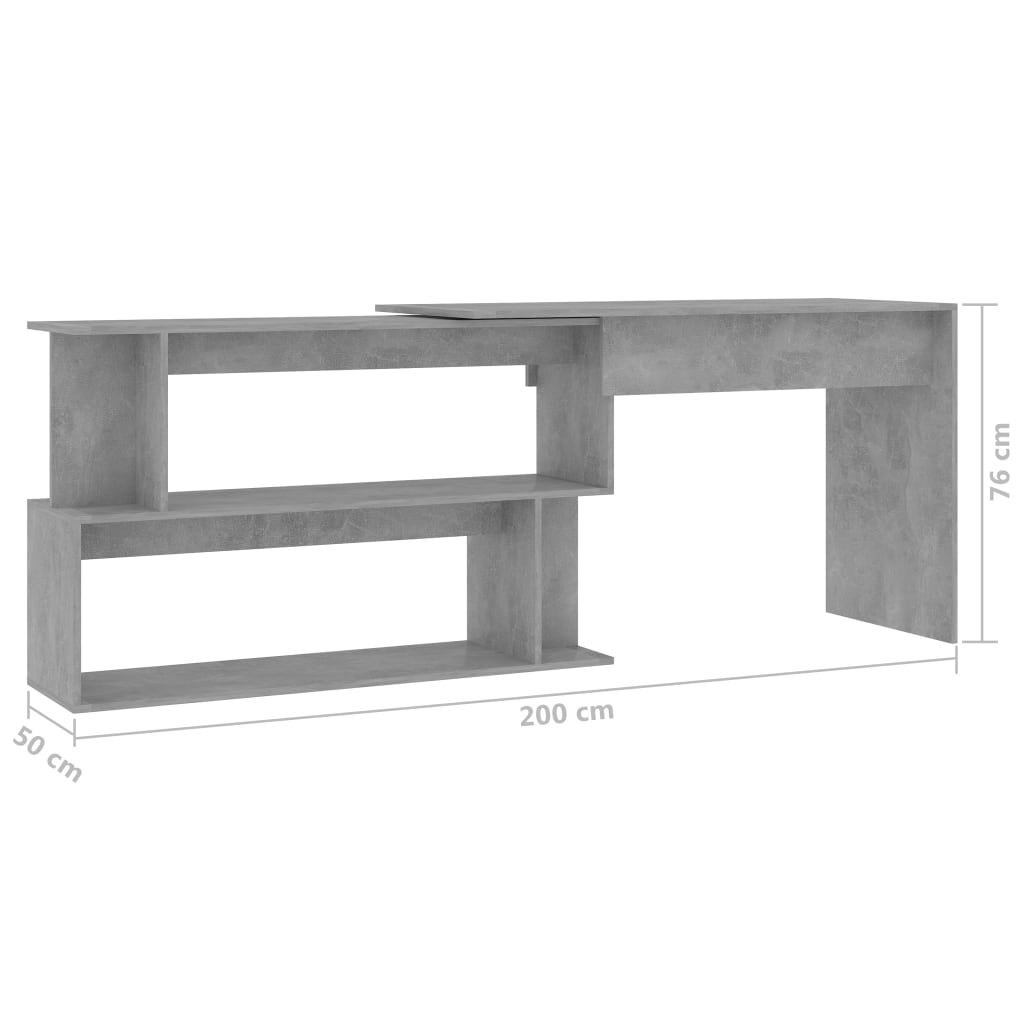 Kulmapöytä betoninharmaa 200x50x76 cm - Sisustajankoti.fi