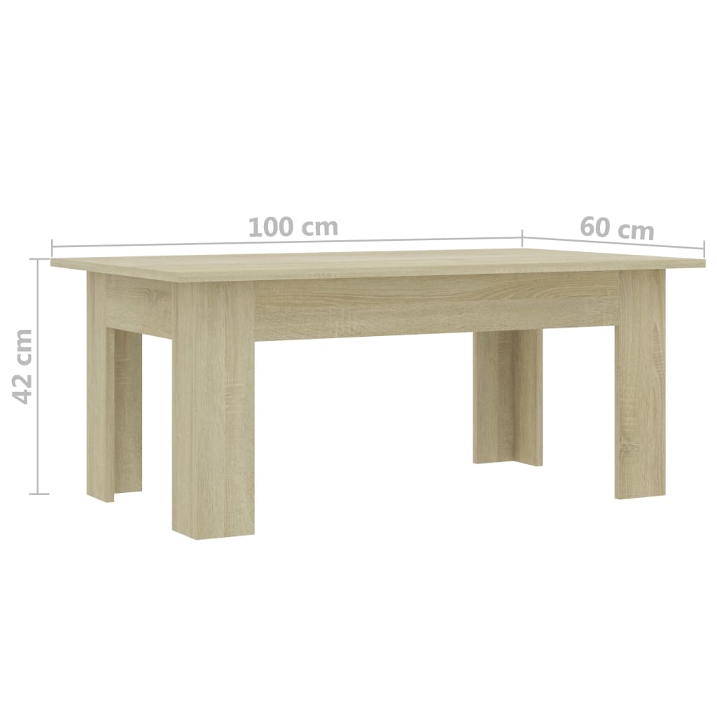 Sohvapöytä tammi 100x60x42 cm - Sisustajankoti.fi