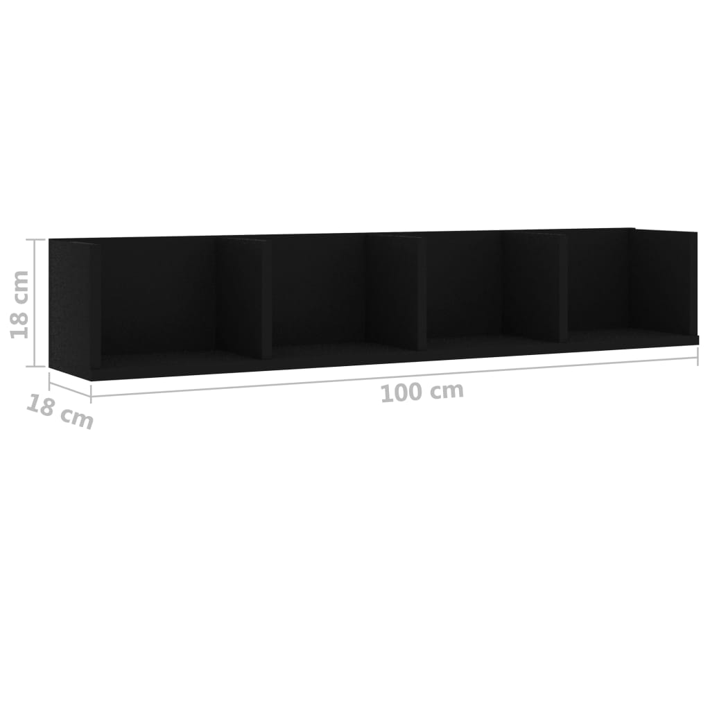 CD-seinähylly musta 100x18x18 cm - Sisustajankoti.fi