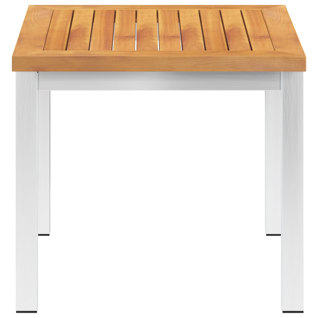 Puutarhan sivupöytä 45x45x38 cm akaasiapuu ja ruostumaton teräs - Sisustajankoti.fi