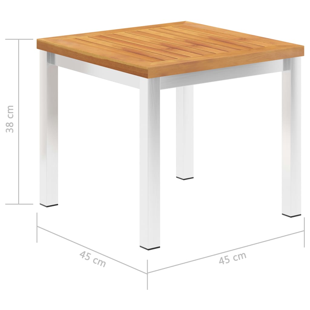 Puutarhan sivupöytä 45x45x38 cm akaasiapuu ja ruostumaton teräs - Sisustajankoti.fi