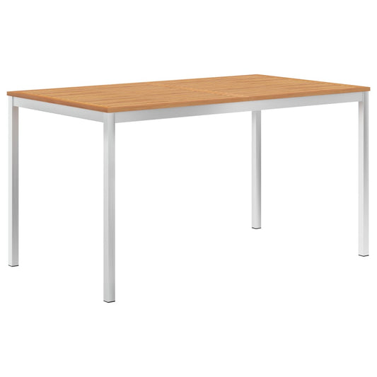 Puutarhan ruokapöytä 140x80x75 cm tiikki ja ruostumaton teräs - Sisustajankoti.fi