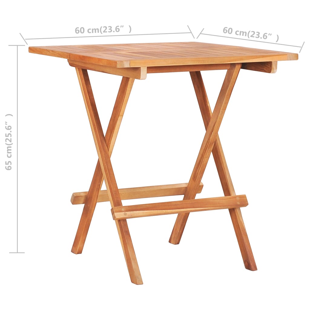 Kokoontaittuva bistropöytä 60x60x65 cm täysi tiikki - Sisustajankoti.fi