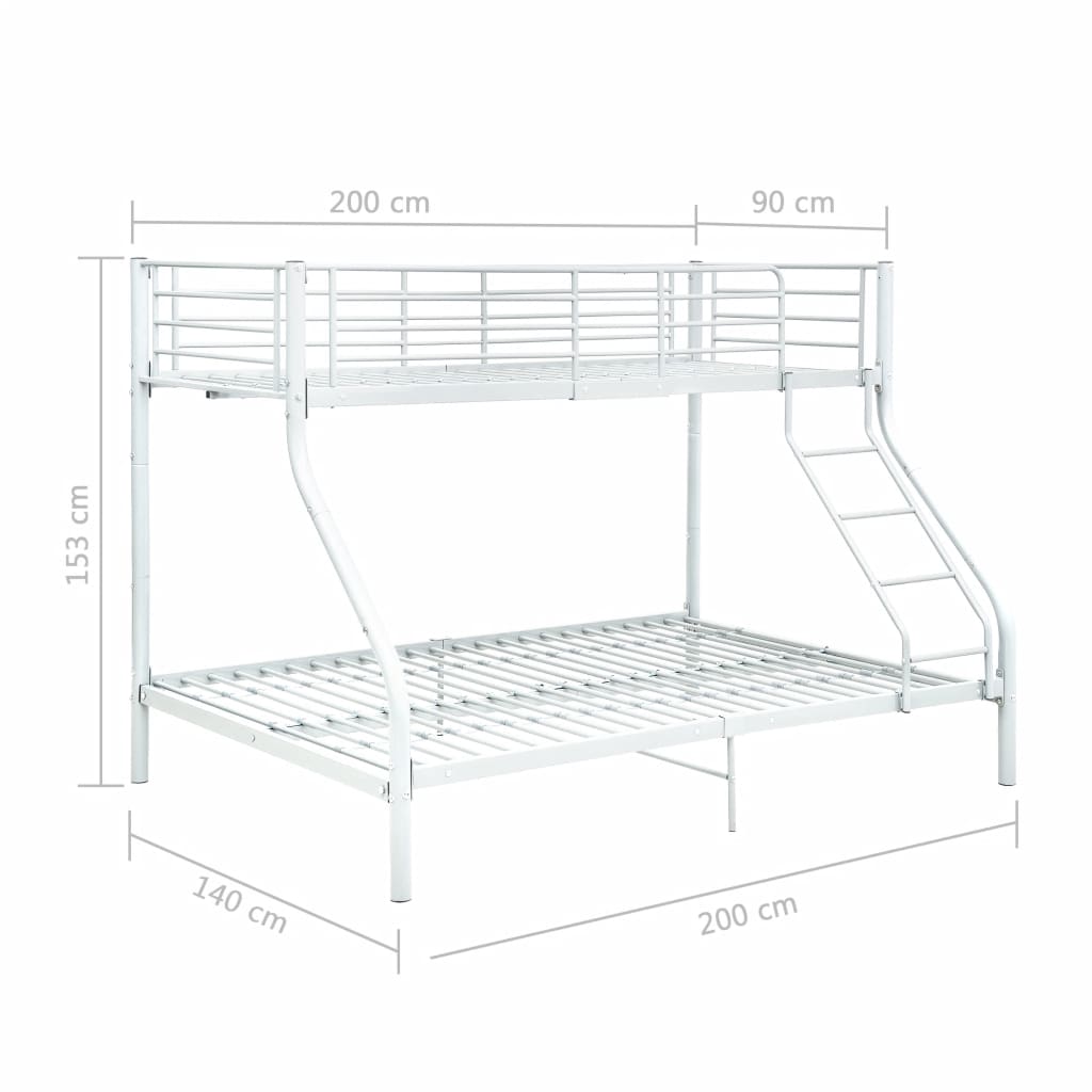 Kerrossängyn runko valkoinen metalli 140x200 cm/90x200 cm - Sisustajankoti.fi
