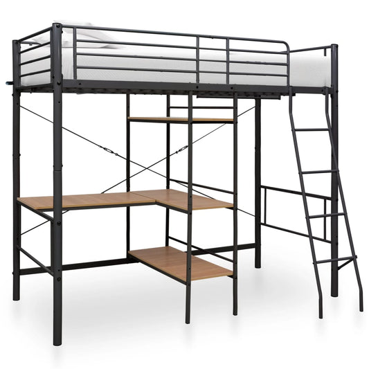 Kerrossänky pöydän rungolla musta metalli 90x200 cm - Sisustajankoti.fi