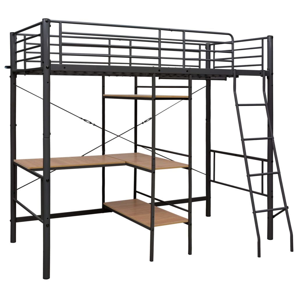 Kerrossänky pöydän rungolla musta metalli 90x200 cm - Sisustajankoti.fi