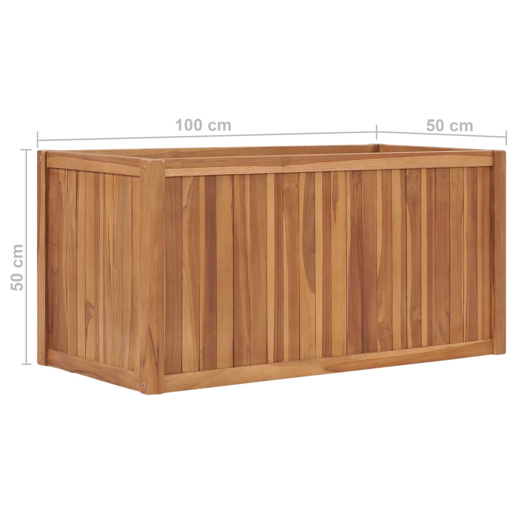 Korotettu kukkalaatikko 100x50x50 cm täysi tiikki - Sisustajankoti.fi