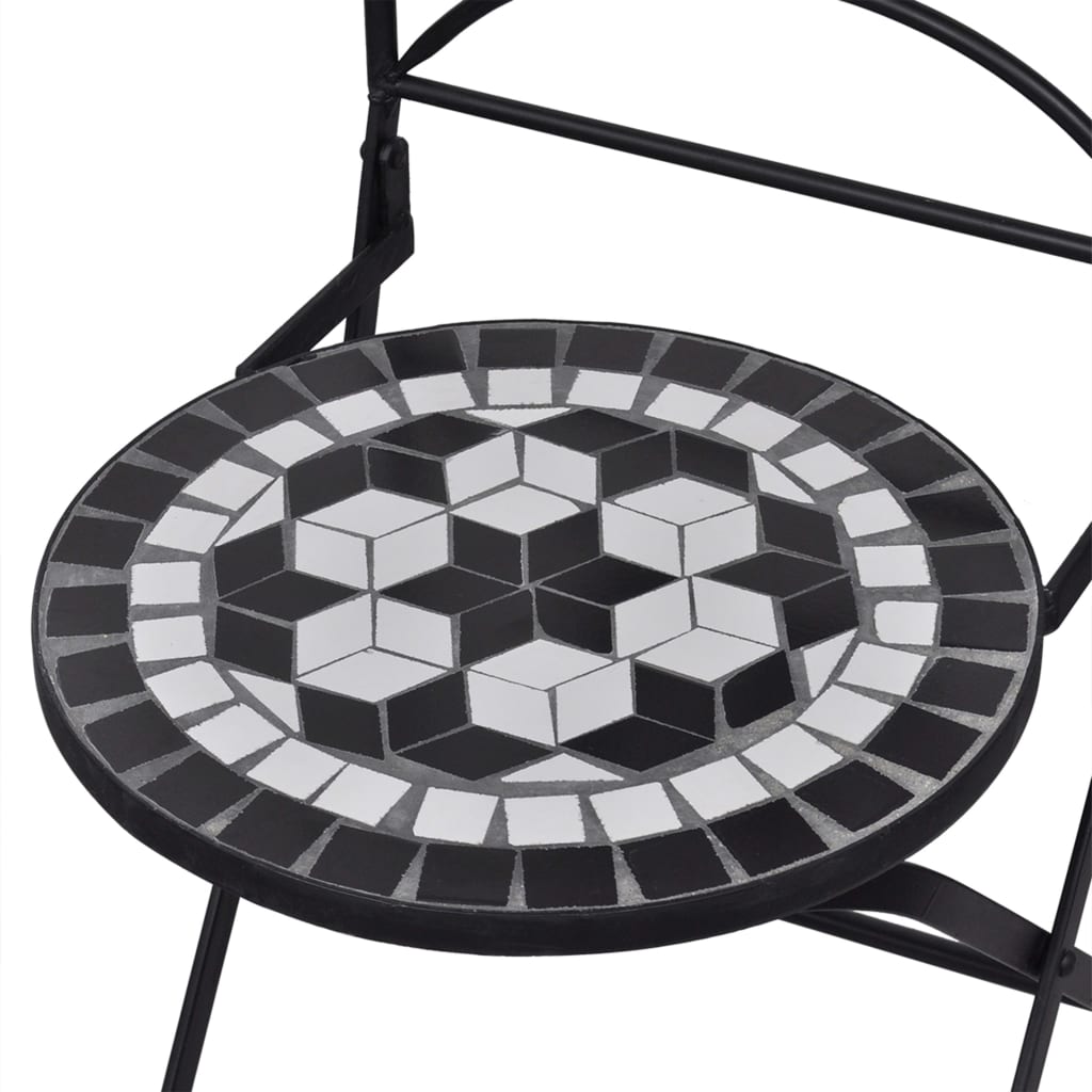 3-osainen mosaiikkibistrosarja keraamiset laatat musta ja valk. - Sisustajankoti.fi