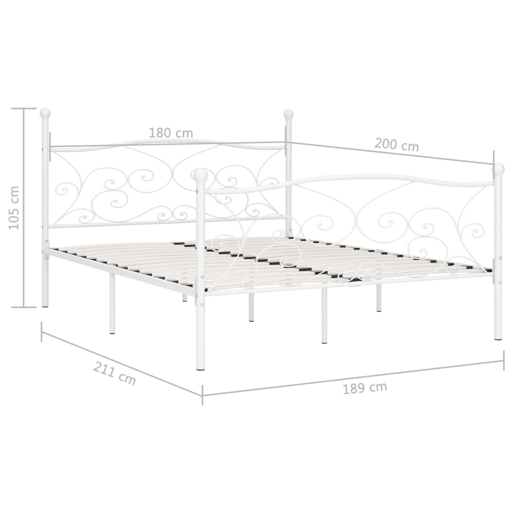 Sängynrunko sälepohjalla valkoinen metalli 180x200 cm - Sisustajankoti.fi