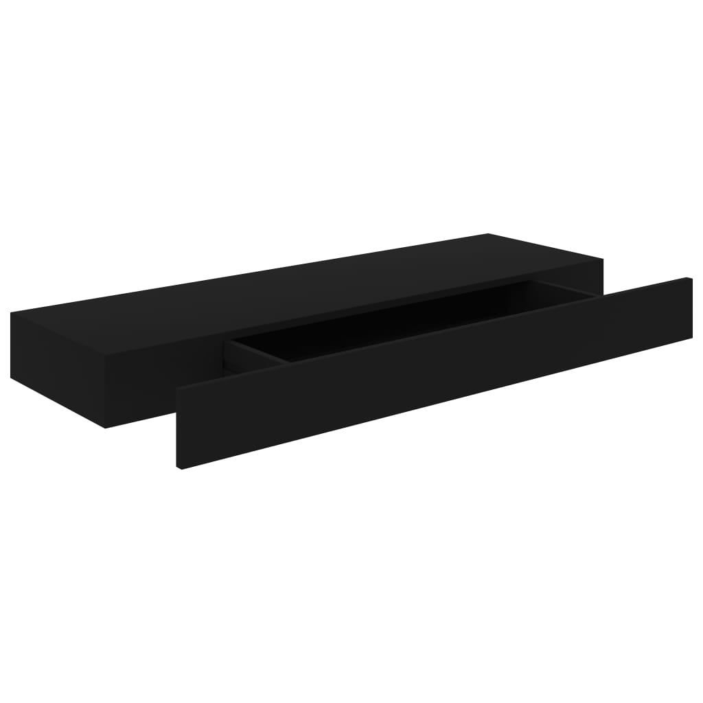 Kelluva seinähylly vetolaatikolla musta 80x25x8 cm - Sisustajankoti.fi