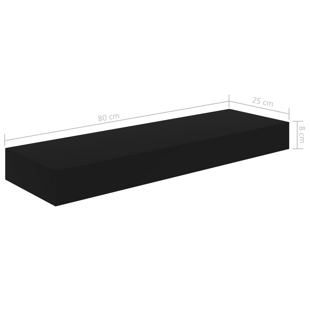 Kelluva seinähylly vetolaatikolla musta 80x25x8 cm - Sisustajankoti.fi
