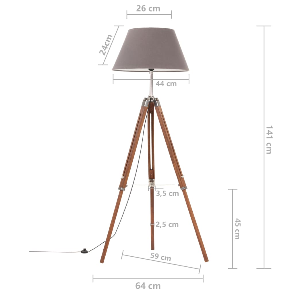 Kolmijalkavalaisin hunajanruskea ja harmaa täysi tiikki 141 cm - Sisustajankoti.fi