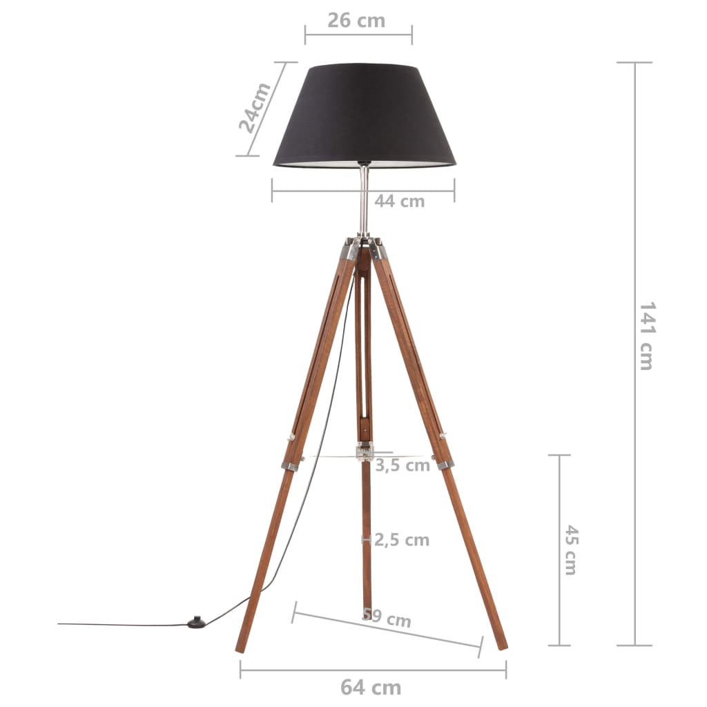 Kolmijalkavalaisin hunajanruskea ja musta täysi tiikki 141 cm - Sisustajankoti.fi