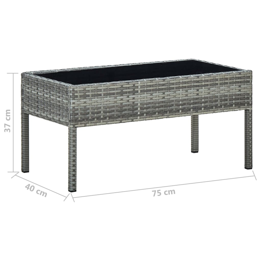 Puutarhapöytä harmaa 75x40x37 cm polyrottinki - Sisustajankoti.fi