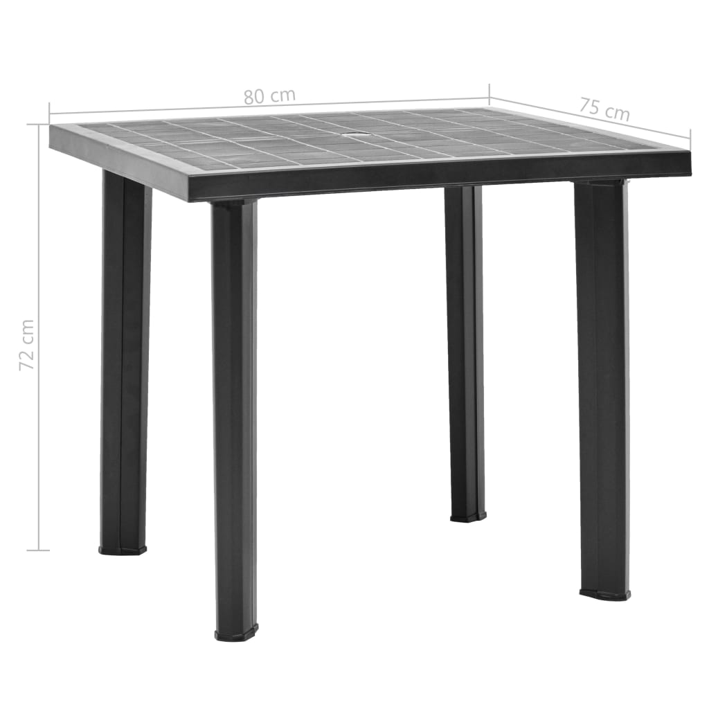 Puutarhapöytä antrasiitti 80x75x72 cm muovi - Sisustajankoti.fi